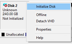 Die Festplatte muss initialisiert werden.